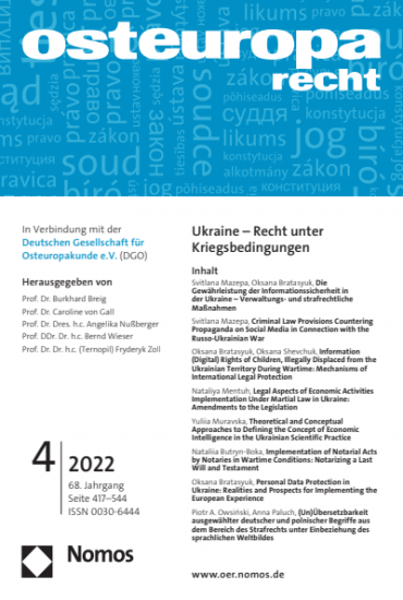 Titelbild Osteuropa-Recht 4/2022