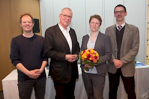Susann Worschech, Preisträgerin 2016, mit Timm Beichelt, Ruprecht Polenz und Hans-Joachim Schramm; Foto: David Oliveira