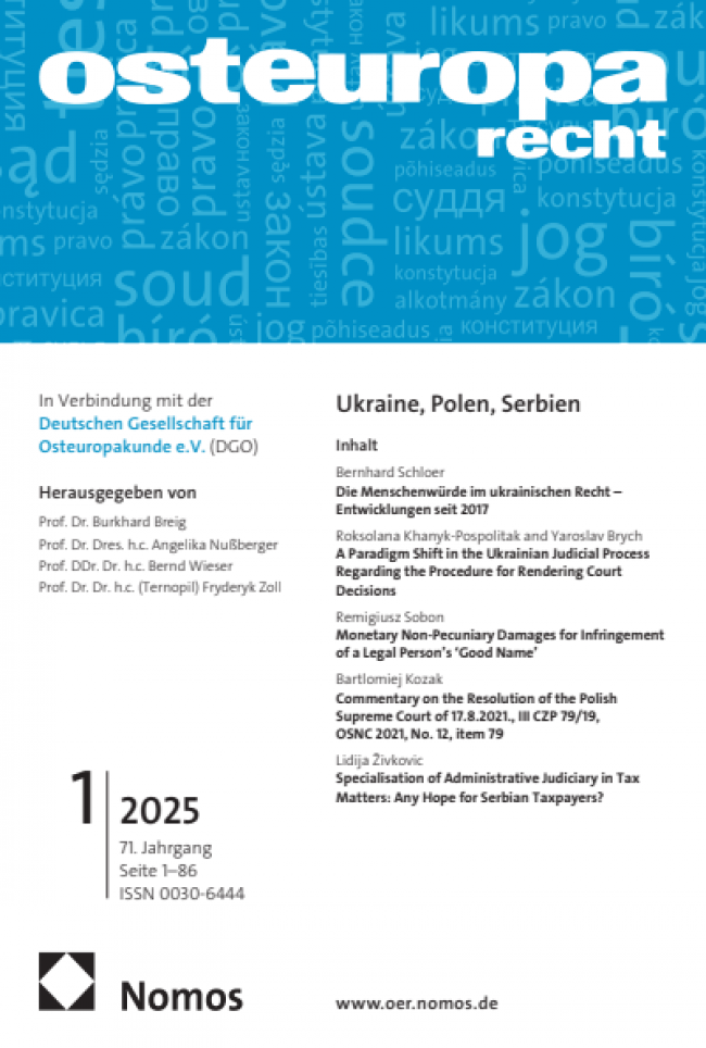 Titelbild Osteuropa-Recht 1/2025