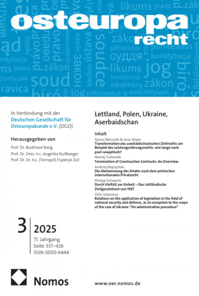 Titelbild Osteuropa-Recht 3/2025